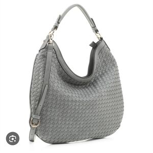 Nora Faux Leather Woven Hobo Bag w/ Short & Long Straps Mauve